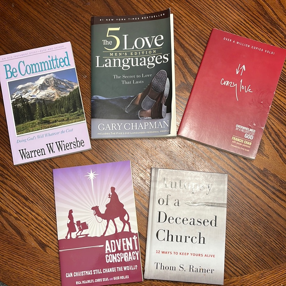 5 Church Book Study Books Crazy Love, Advent Conspiracy, 5 Love Languages…